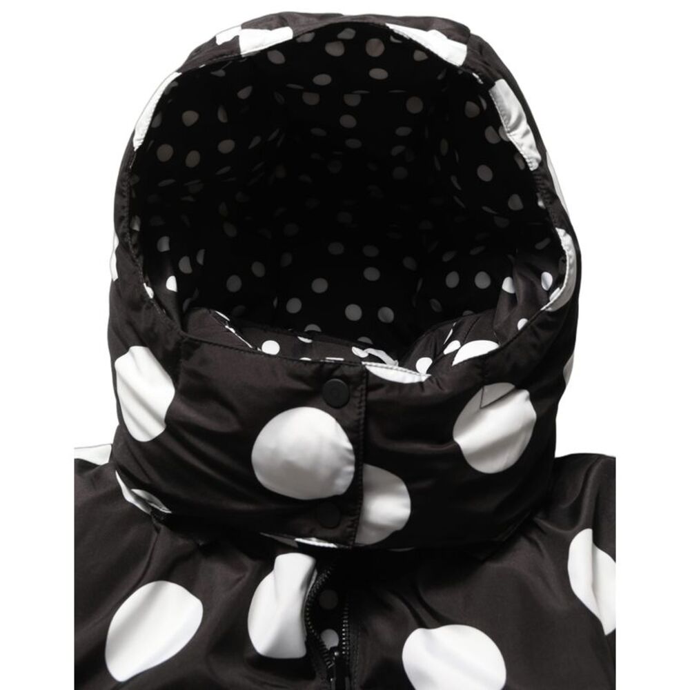 Dolce & Gabbana Black White Polka Dot Hooded Blouson Women's Jacket
